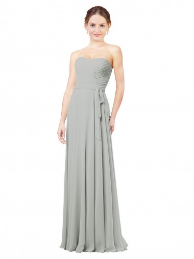 Sweetheart Long Soft Chiffon Silver A-Line Sleeveless Bridesmaid Dresses Essex