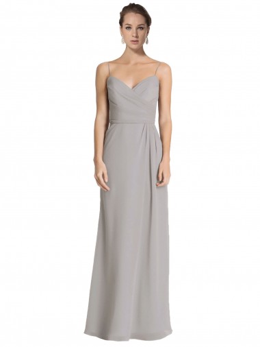 Sweetheart Long Soft Chiffon Silver Sheath Sleeveless Bridesmaid Dress Essex