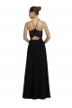 Halter Neck Long Soft Chiffon & Lace Black Sleeveless Bridesmaid Gown Essex