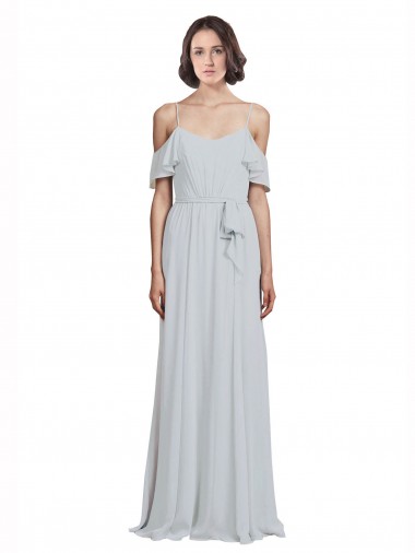 Spaghetti Straps Long Soft Chiffon Frost Sleeveless Formal Dress / Bridesmaid Dress Essex