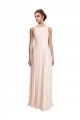 High Neck Long Chiffon Cream Pink Sleeveless Bridesmaid Dress / Evening Dress Essex