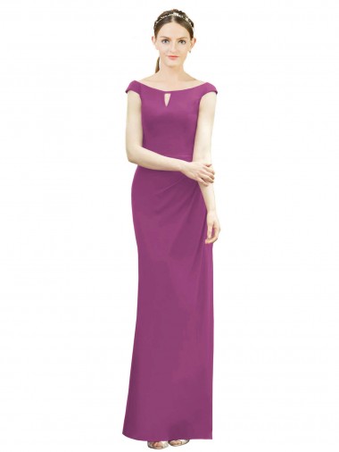 High Neck Long Soft Chiffon Wild Berry Sleeveless Bridesmaid Dress Essex