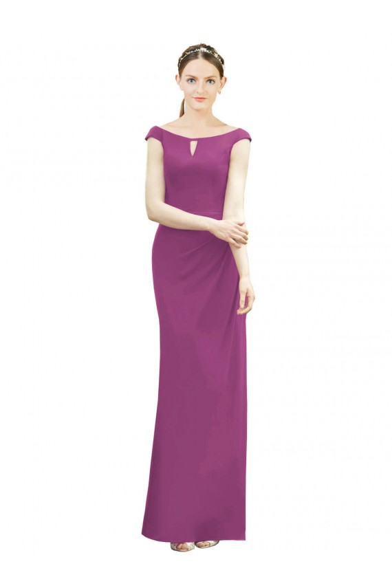 High Neck Long Soft Chiffon Wild Berry Sleeveless Bridesmaid Dress Essex