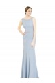 High Neck Long Soft Chiffon Light Sky Blue Sleeveless Bridesmaid Dress Essex