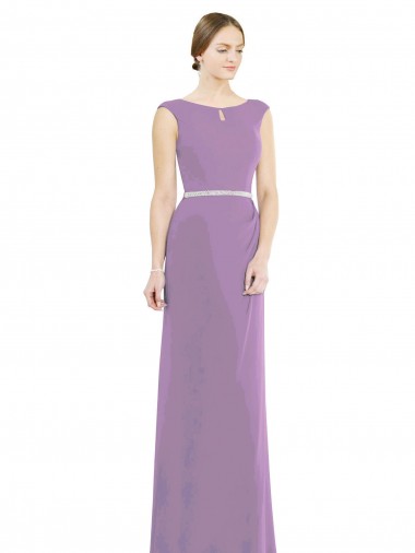 High Neck Long Soft Chiffon Dark Lavender Sleeveless Formal Dress / Bridesmaid Dress Essex