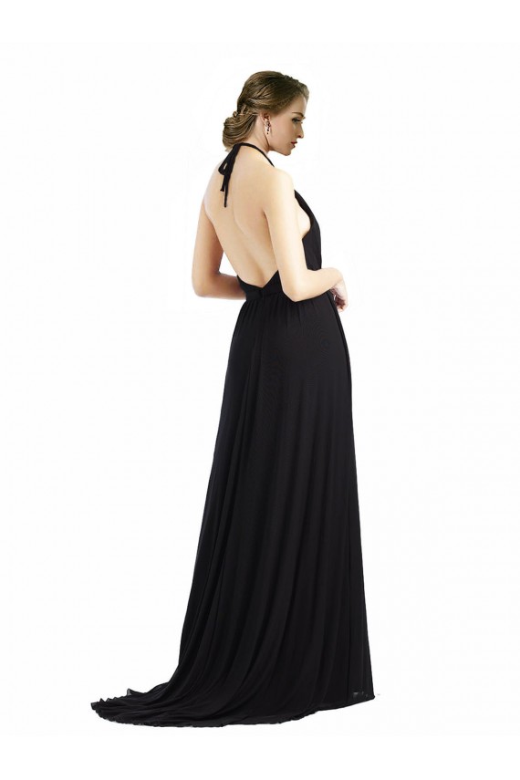 Halter Neck Long Soft Chiffon Oyster Silver Sleeveless Bridesmaid Dress Essex