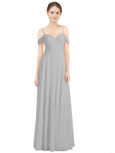 Sweetheart Long Lxue Chiffon Silver Sleeveless Bridesmaid Dress Essex