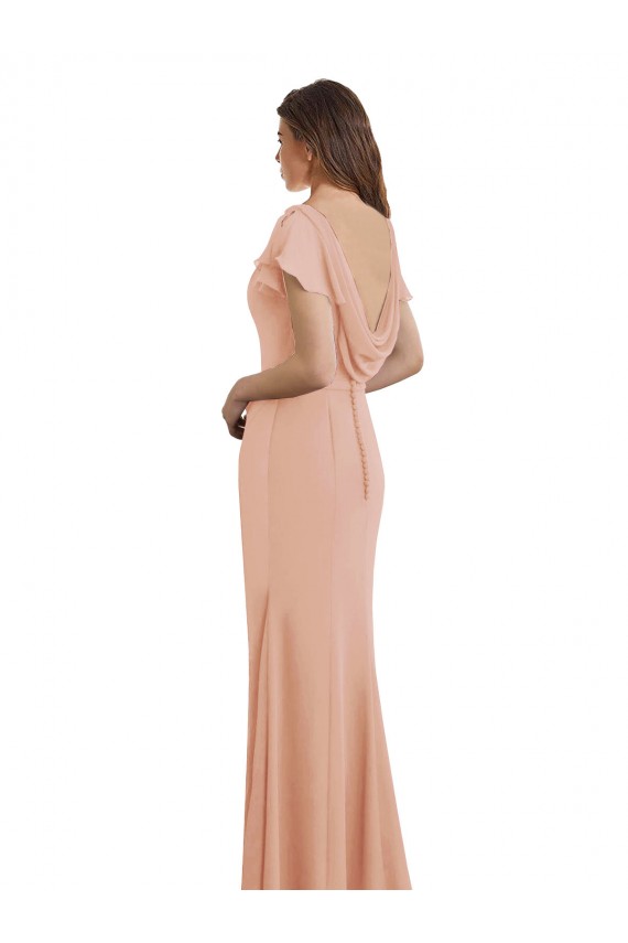 High Neck Long Soft Chiffon Bliss Pink Sleeveless Prom Dress / Bridesmaid Dress Essex