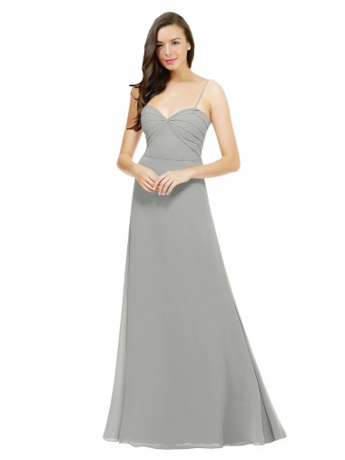 Sweetheart Long Chiffon Silver Sleeveless Bridesmaid Dress Essex