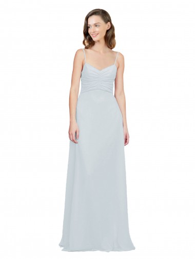 Spaghetti Straps Long Soft Chiffon Frost Sleeveless Bridesmaid Dress Essex