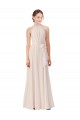 High Neck Long Soft Chiffon Cream Pink Sleeveless Bridesmaid Dress Essex