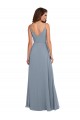 Cowl Neck Long Soft Chiffon Dusty Blue Sleeveless Formal Dress / Bridesmaid Dress Essex