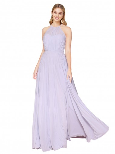 High Neck Long Soft Chiffon Lilac Sleeveless Formal Evening Gown / Prom Dress / Bridesmaid Dress Essex