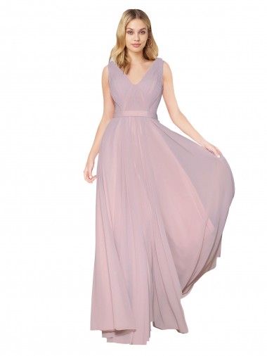 High Neck Long Soft Chiffon Primrose Sleeveless Formal Evening Gown / Prom Dress / Bridesmaid Dress Essex