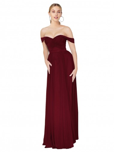 High Neck Long Soft Chiffon Burgundy Mermaid Sleeveless Formal Dress / Bridesmaid Dress Essex