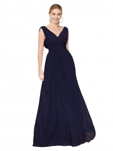 High Neck Long Soft Chiffon Dark Navy Sleeveless Formal Evening Gown / Prom Dress / Bridesmaid Dress Essex