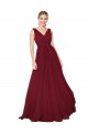 High Neck Long Soft Chiffon Burgundy Sleeveless Formal Dress / Bridesmaid Dress Essex