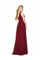 High Neck Long Soft Chiffon Burgundy Sleeveless Formal Dress / Bridesmaid Dress Essex