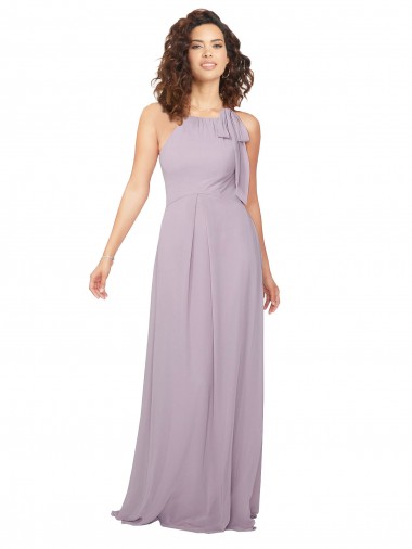 Halter Neck Long Chiffon Pink Glow Sleeveless Bridesmaid Dress / Evening Dress Essex