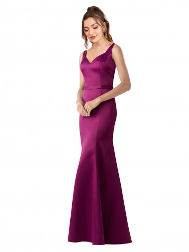 Bateau Neck Long Satin Merlot Sleeveless Black Tie Evening Gown / Prom Dress / Bridesmaid Dress Essex