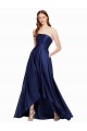 Strapless Long Satin Dark Navy Sleeveless High Low Evening Gown / Prom Dress / Bridesmaid Dress Essex