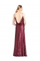 High Neck Long Sequin Burgundy A-Line Sleeveless Formal Evening Gown / Prom Dress / Bridesmaid Dress Essex