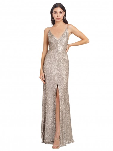 High Neck Long Sequin & Sparkling Sequin Silver Sleeveless Formal Evening Gown / Prom Dress / Bridesmaid Dress Essex