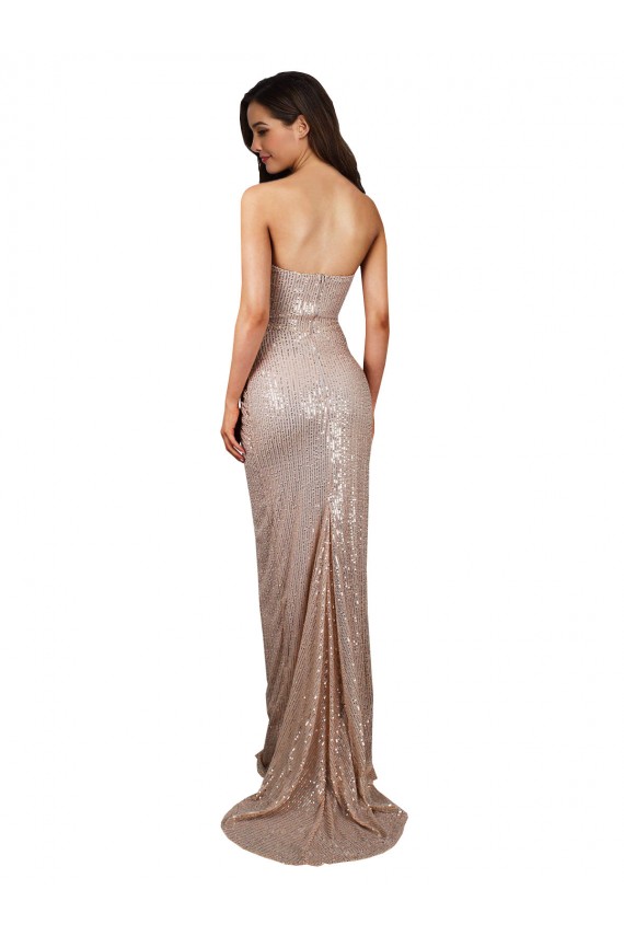 Scoop Neck Long Sequin Champagne Sleeveless Formal Evening Gown / Prom Dress / Bridesmaid Dress Essex