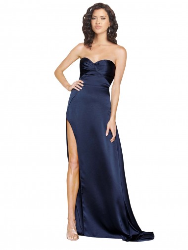 High Neck Long Silk like Satin Sapphire Sleeveless Formal Evening Gown / Prom Dress / Bridesmaid Dress Essex