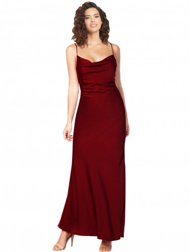 Cowl Neck Long Silk like Satin Burgundy Sleeveless Black Tie Evening Gown / Prom Dress / Bridesmaid Dress Essex