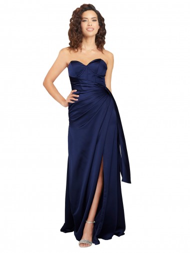 Strapless Long Silk like Satin Sapphire Sleeveless Formal Evening Gown / Prom Dress / Bridesmaid Dress Essex