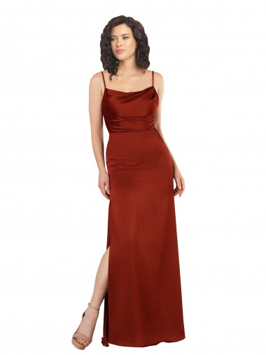 Square Neck Long Silk like Satin Red Sleeveless Formal Evening Gown / Prom Dress / Bridesmaid Dress Essex