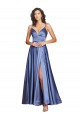 Sweetheart Long Silk like Satin French Blue Sleeveless Black Tie Evening Gown / Prom Dress / Bridesmaid Dress Essex