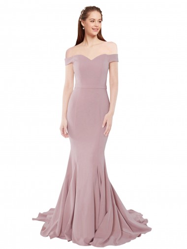 Sweetheart Sweep Train Stretch Crepe Dusty Pink Sleeveless Bridesmaid Dress / Evening Dress Essex