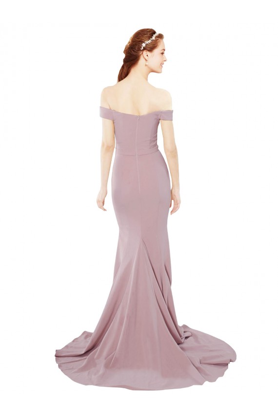 Sweetheart Sweep Train Stretch Crepe Dusty Pink Sleeveless Bridesmaid Dress / Evening Dress Essex