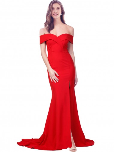 Sweetheart Long Stretch Crepe Red Sleeveless Bridesmaid Dress / Evening Dress Essex