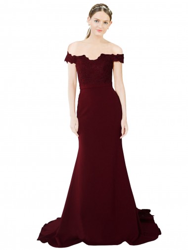 Sweetheart Sweep Train Stretch Crepe & Lace Burgundy Gold Sleeveless Formal Evening Gown / Prom Dress / Bridesmaid Dress Essex