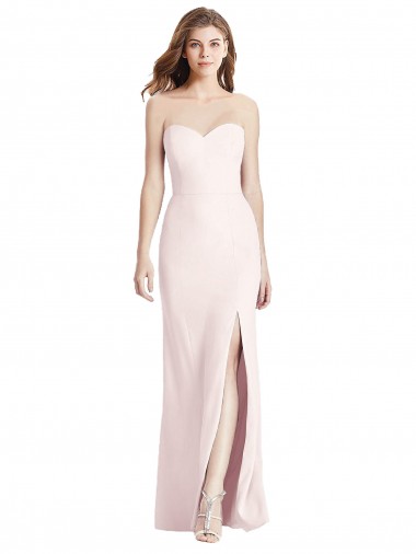 Strapless Long Stretch Crepe Pink Sleeveless Semi Formal Evening Dress / Prom Dress / Bridesmaid Dress Essex