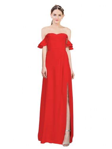 Sweetheart Long Stretch Crepe Red Sleeveless Formal Evening Gown / Prom Dress / Bridesmaid Dress Essex