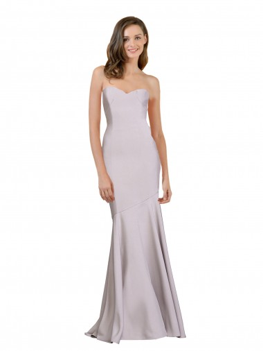 Strapless Long Stretch Crepe Arctic Lilac Sleeveless Prom Dress / Bridesmaid Dress Essex