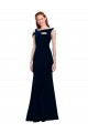 Off the Shoulder Long Stretch Crepe Dark Navy Sleeveless Formal Evening Gown / Prom Dress / Bridesmaid Dress Essex