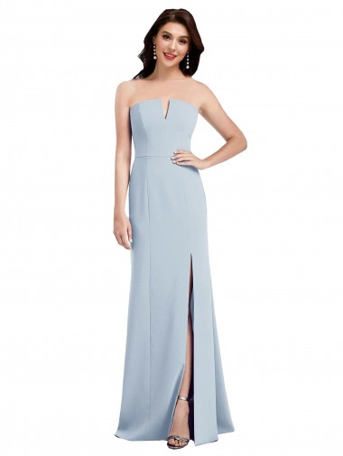 Strapless Long Stretch Crepe Light Sky Blue Sleeveless Bridesmaid Dress / Evening Dress Essex