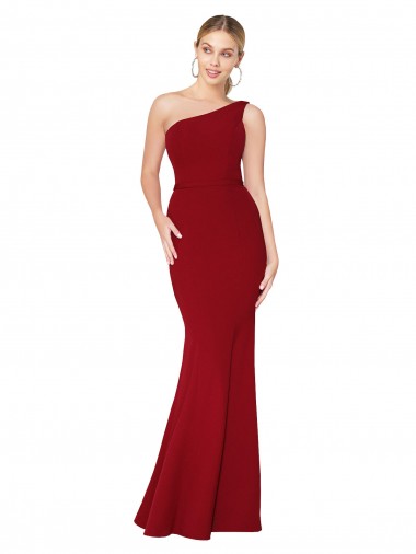 High Neck Long Stretch Crepe Burgundy Sleeveless Formal Evening Gown / Prom Dress / Bridesmaid Dress Essex