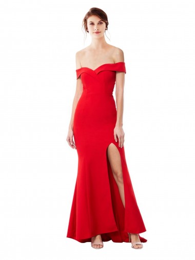 High Neck Long Stretch Crepe Red Sleeveless Formal Evening Dress / Prom Dress / Bridesmaid Dress Essex