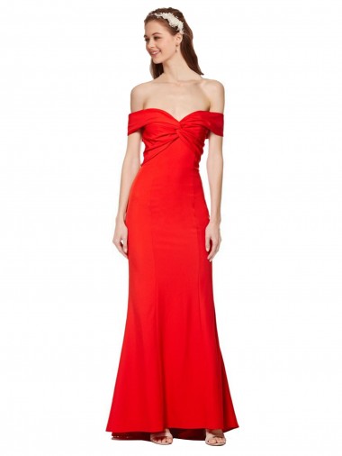 High Neck Long Stretch Crepe Red Sleeveless Bridesmaid Dress / Formal Dress Essex