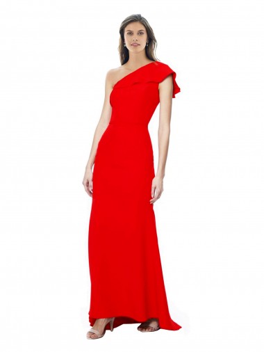 High Neck Long Stretch Crepe Red Sleeveless Formal Dress / Bridesmaid Dress Essex