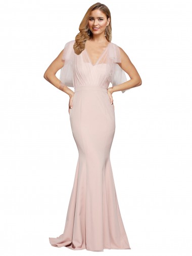 Sweetheart Long Stretch Crepe & Tulle Mauve Sleeveless Formal Dress / Bridesmaid Dress Essex