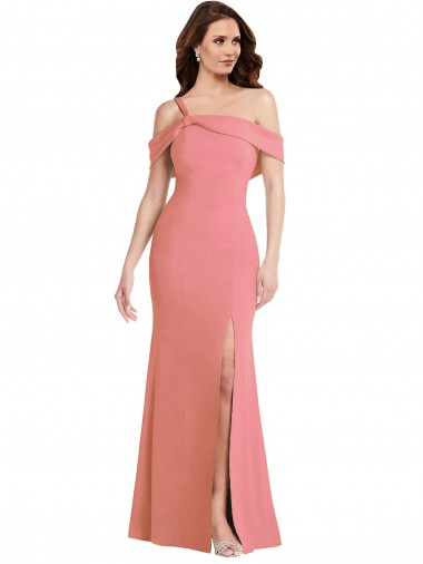 One Shoulder Long Stretch Crepe Hot Pink Sleeveless Semi Formal Evening Dress / Prom Dress / Bridesmaid Dress Essex