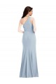 One Shoulder Long Stretch Crepe Light Sky Blue Sleeveless Formal Dress / Bridesmaid Dress Essex