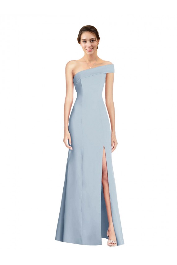 Off the Shoulder Long Stretch Crepe Light Sky Blue Sleeveless Formal Evening Gown / Prom Dress / Bridesmaid Dress Essex